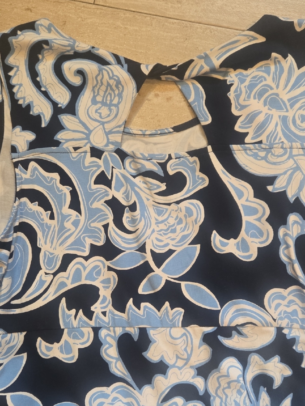 Talbot's Blue/White Dynamic Paisley Print Jersey Maxi Dress - Picture 10 of 11
